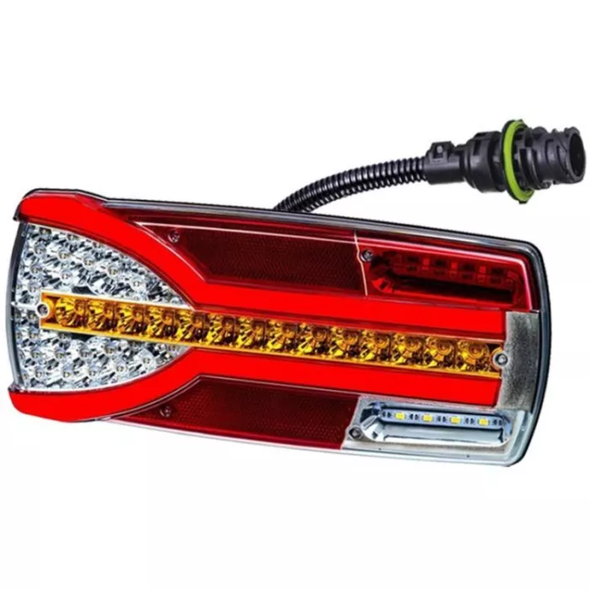 KOMBINIERTES RÜCKLICHT MIT 7-POLIGER BUCHSE, MIT DYNAMISCHEM BLINKER (LED) WEISS - ORANGE - ROT 12/24V LINKS