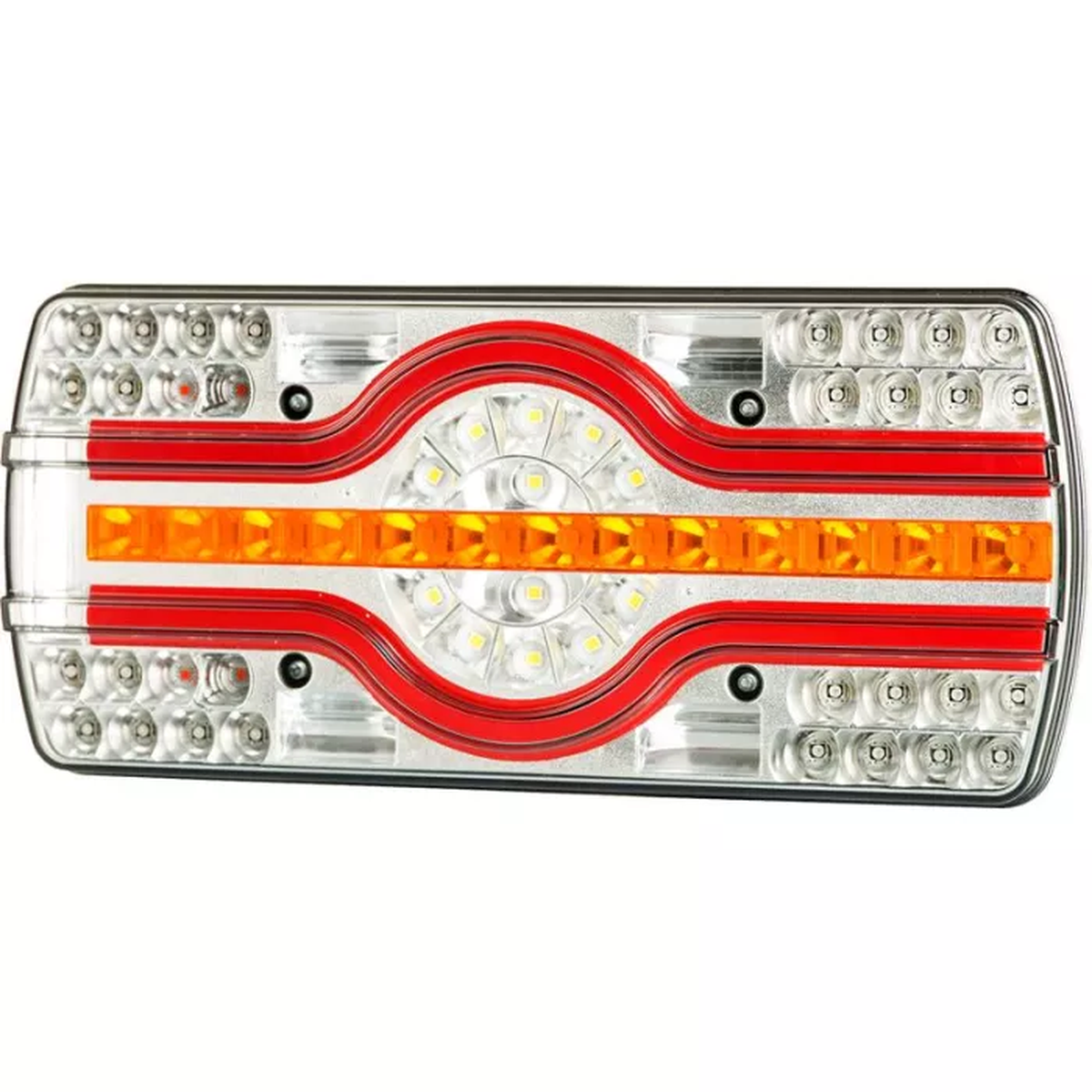 KOMBINATIONSRÜCKLICHT MIT KENNZEICHENBELEUCHTUNG UNTEN (LED) WEISS - ORANGE - ROT 12/24V RECHTS