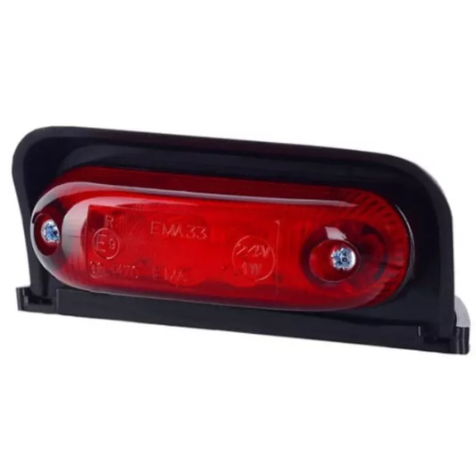 ECKIGE OVAL-FLANCHELAMPE (LED) ROT 12/24 V UNIVERSELL