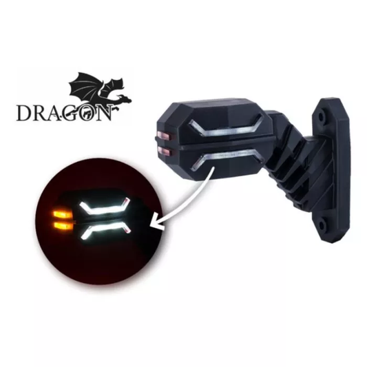 Umrissleuchte (Dragon) Dreifunktional mit mittlerem schrägem Ausleger (LED) Weiß - Orange - Rot 12/24V Rechts