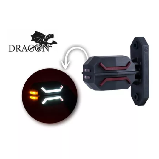 Umrissleuchte (Dragon) dreifunktional an kurzem Ausleger (LED) weiß - orange - rot 12/24V links