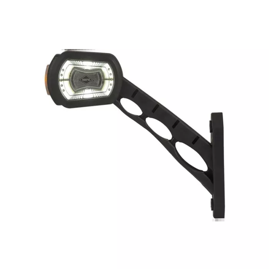 DREIFUNKTIONS-SEITENLAMPE MIT LANGEM SCHRÄGEM AUSLEGER (LED) WEISS-ORANGE-ROT 12/24V RECHTS