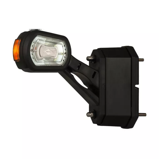 DREIFUNKTIONALE UMRIßLEUCHTE MIT MITTLEREM SCHRÄGEN AUSLEGER UND RÜCKFAHRSENSORMODUL (LED) WEISS-ORANGE-ROT 12/2