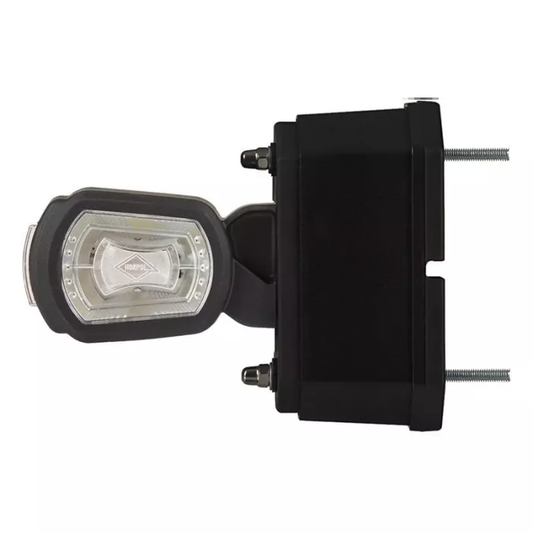 DREIFUNKTIONALE KONTURLEUCHTE MIT KURZEM GERADEN AUSLEGER UND RÜCKFAHRSENSOR-MODUL (LED) WEISS-ORANGE-ROT 12/24V