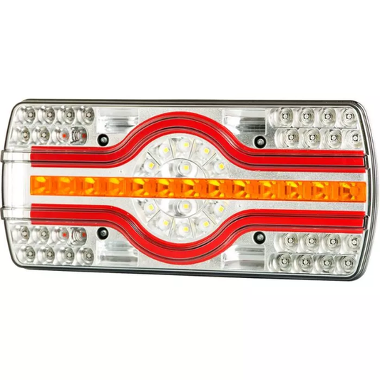 KOMBINATIONSRÜCKLICHT MIT KENNZEICHENBELEUCHTUNG UNTEN (LED) WEISS - ORANGE - ROT 12/24V RECHTS