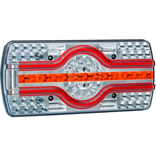 Kombinierte Leuchte mit Kennzeichenbeleuchtung unten (LED) Weiß-Orange-Rot 12/24V Rechts