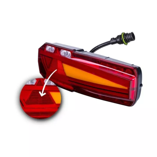 KOMBILEUCHTE MIT 7-POLIGER STECKDOSE HINTEN 6-FUNKTIONEN (LED) WEISS - ORANGE - ROT 12/24V LINKS