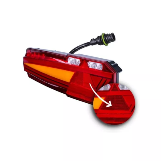 KOMBILAMPE MIT 7-POLIGER STECKDOSE HINTEN 6-FUNKTIONEN (LED) WEIß - ORANGE - ROT 12/24V RECHTS