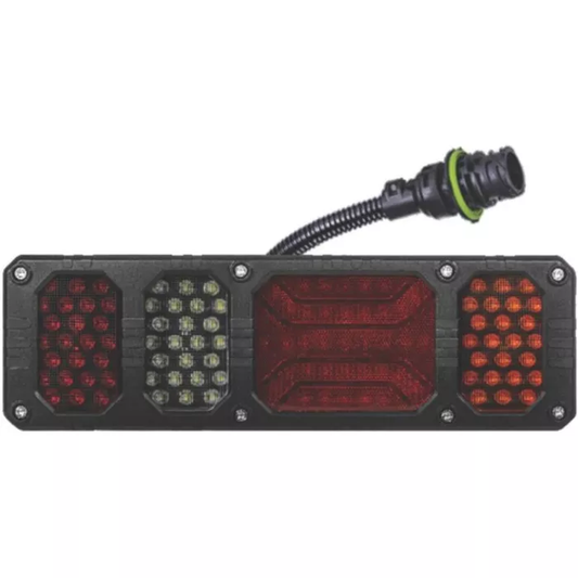 HECKKOMBILEUCHTE MIT REFLEKTOR UND STECKER (LED) WEISS-ORANGE-ROT 12/24V LINKS